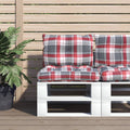 VidaXL Palletkussens 2 st ruitpatroon stof rood