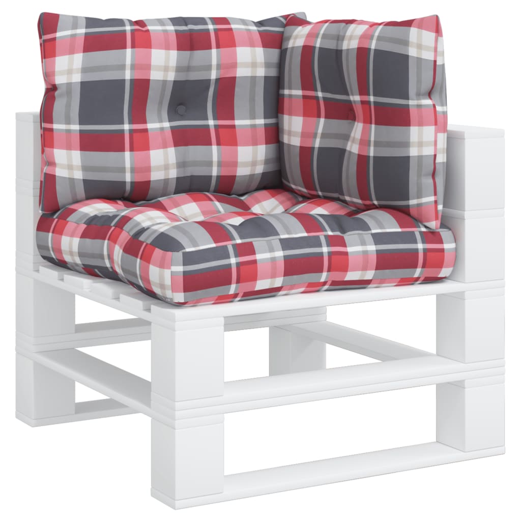 VidaXL Palletkussens 3 st ruitpatroon stof rood