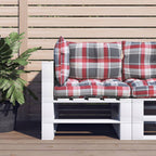VidaXL Palletkussens 3 st ruitpatroon stof rood