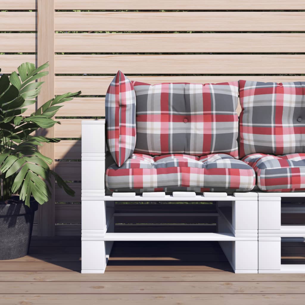 VidaXL Palletkussens 3 st ruitpatroon stof rood