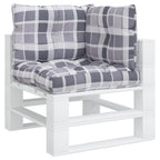 VidaXL Palletkussens 3 st stof ruitpatroon grijs