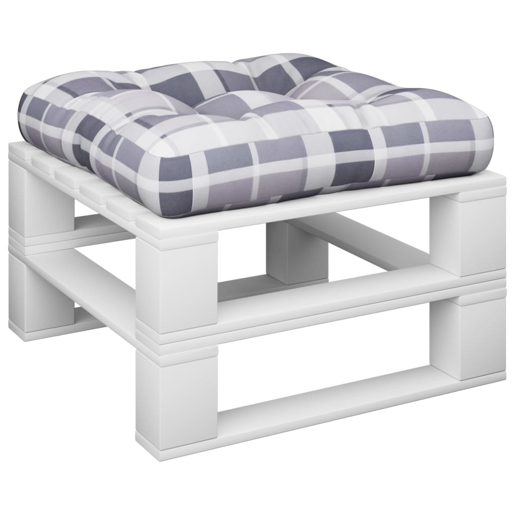 VidaXL Hockerkussen pallet ruitpatroon stof grijs