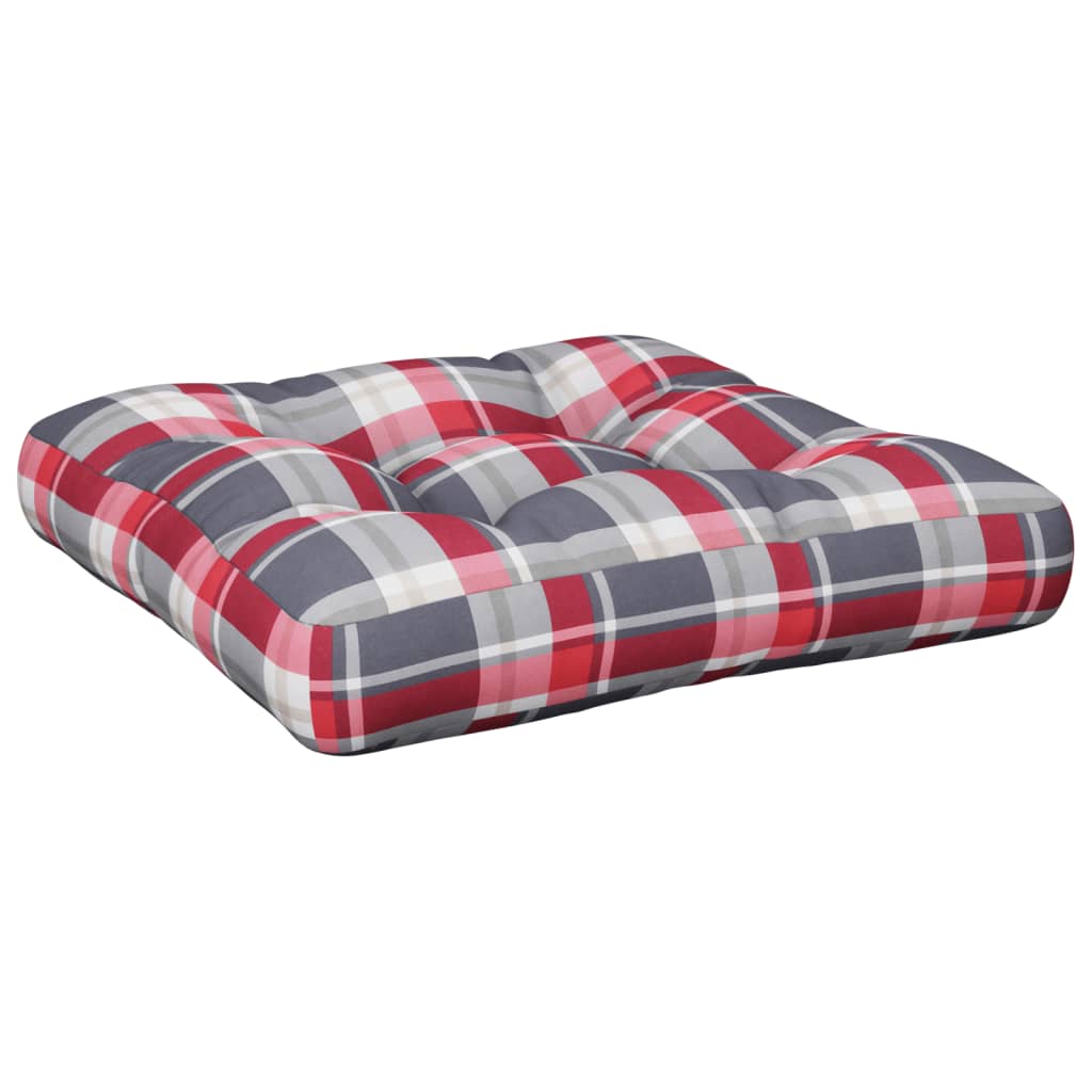 VidaXL Palletkussen 58x58x10 cm stof ruitpatroon rood