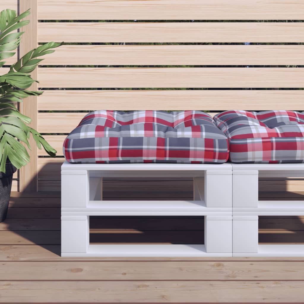 VidaXL Palletkussen 58x58x10 cm stof ruitpatroon rood