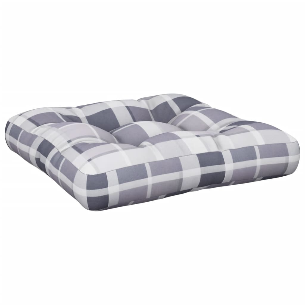 VidaXL Palletkussen 58x58x10 cm stof ruitpatroon grijs