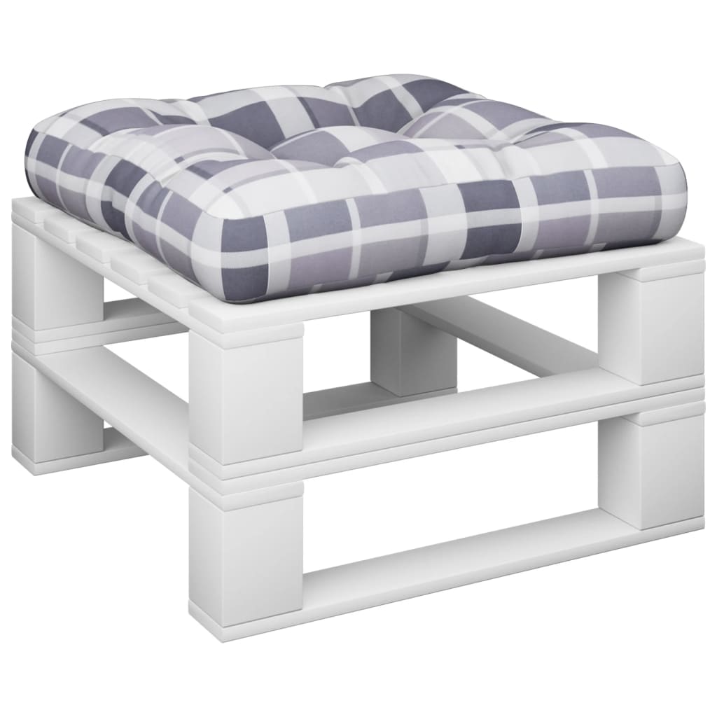 VidaXL Palletkussen 58x58x10 cm stof ruitpatroon grijs