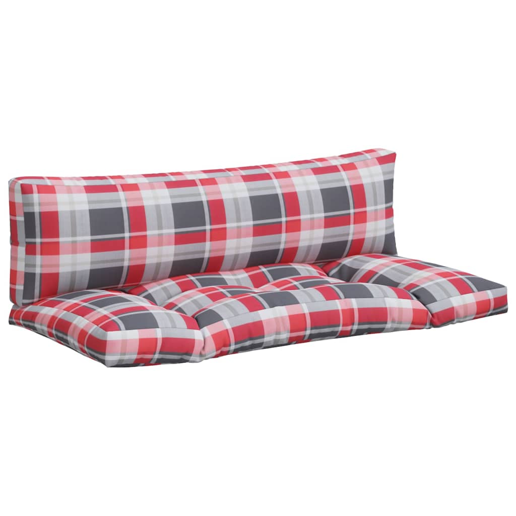VidaXL Palletkussens 2 st ruitpatroon stof rood