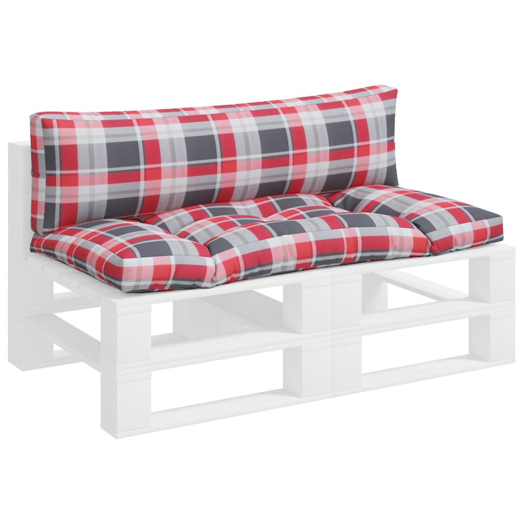 VidaXL Palletkussens 2 st ruitpatroon stof rood