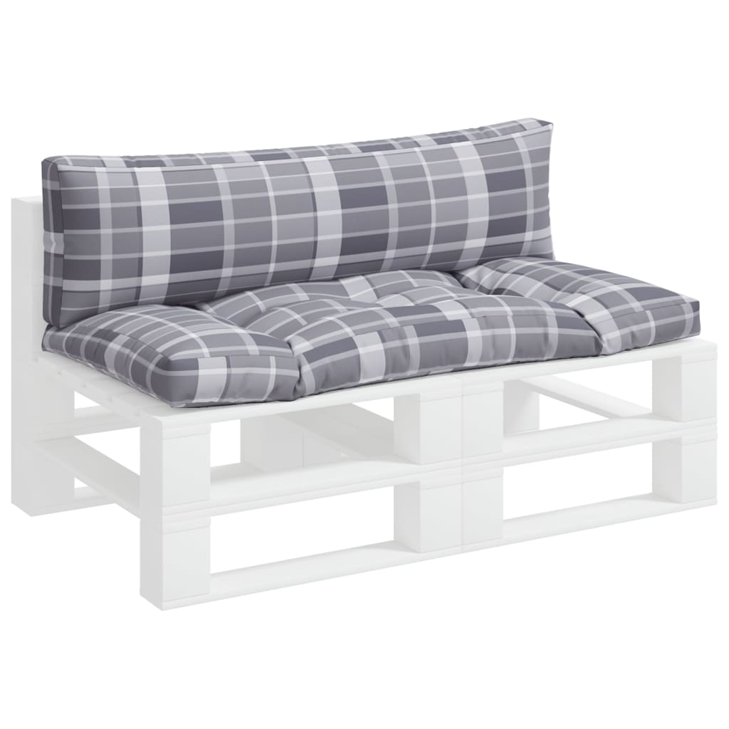 VidaXL Palletkussens 2 st ruitpatroon stof grijs