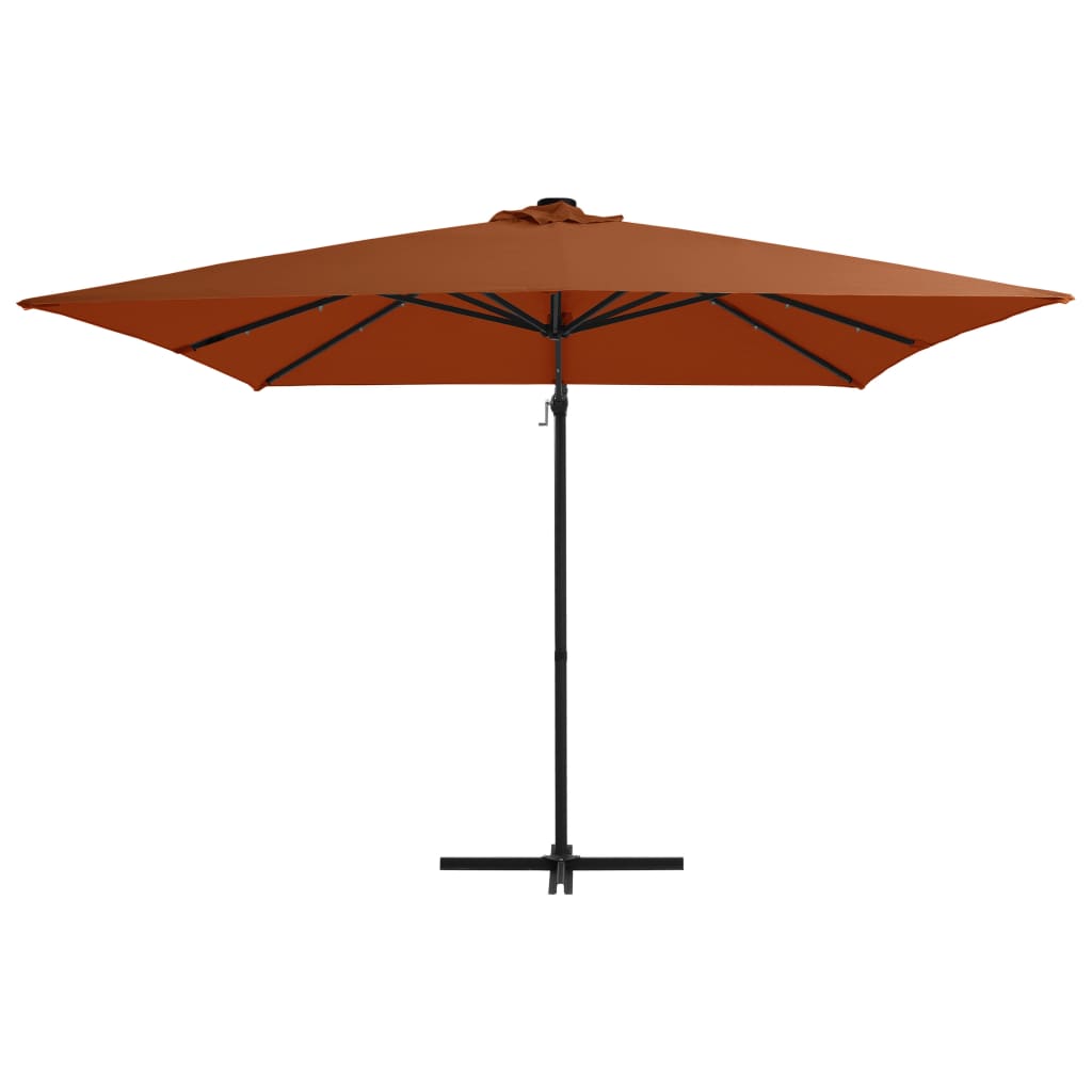 Vidaxl zweefparasol met led-verlichting 250x250 cm terracottakleurig