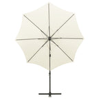 Vidaxl zweefparasol met paal en led-verlichting 300 cm zandkleurig