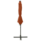 Vidaxl zweefparasol met paal en led-verlichting 300 cm terracottakleur