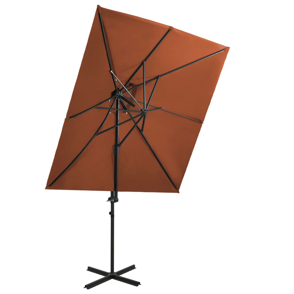 VidaXL Zweefparasol met dubbel dak 250x250 cm terracottakleurig