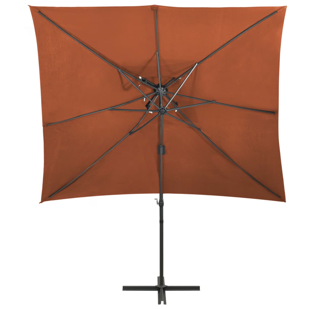 VidaXL Zweefparasol met dubbel dak 250x250 cm terracottakleurig