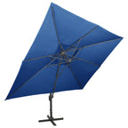 Vidaxl zweefparasol met dubbel dak 400x300 cm azuurblauw