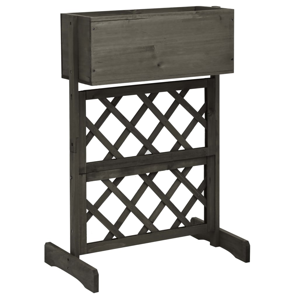 VidaXL Latwerkplantenbak 45x30x74 cm massief vurenhout grijs