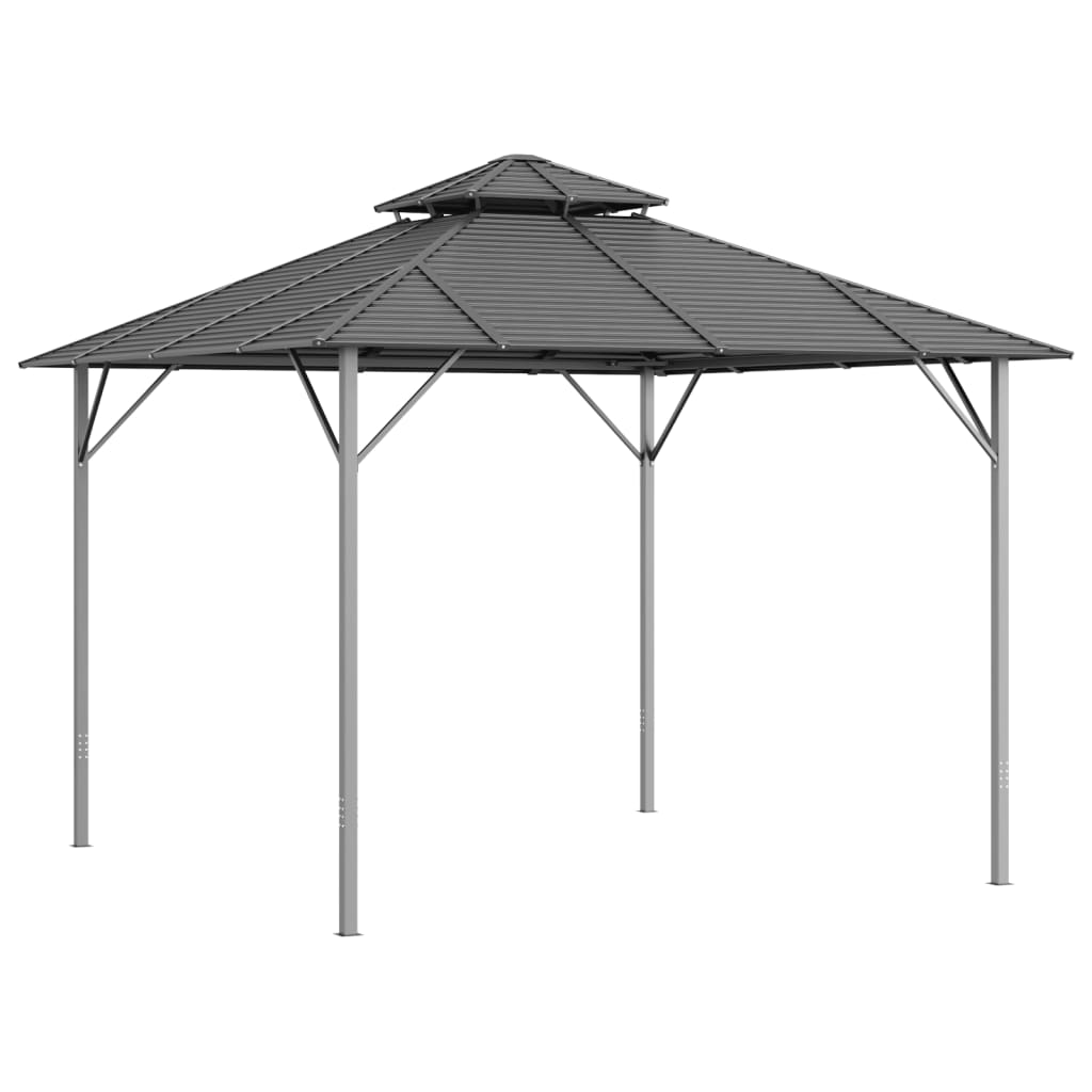 VidaXL Prieel met dubbel dak 3x3 m antracietkleurig