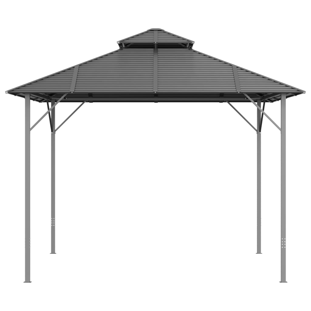VidaXL Prieel met dubbel dak 3x3 m antracietkleurig
