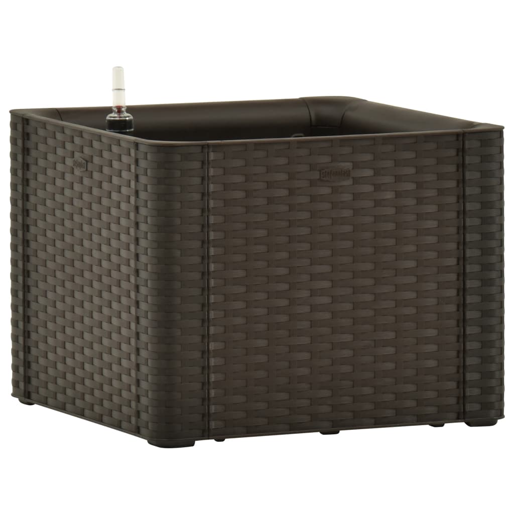 VidaXL Plantenbak hoog met zelfbewateringssysteem 43x43x33 cm mokka