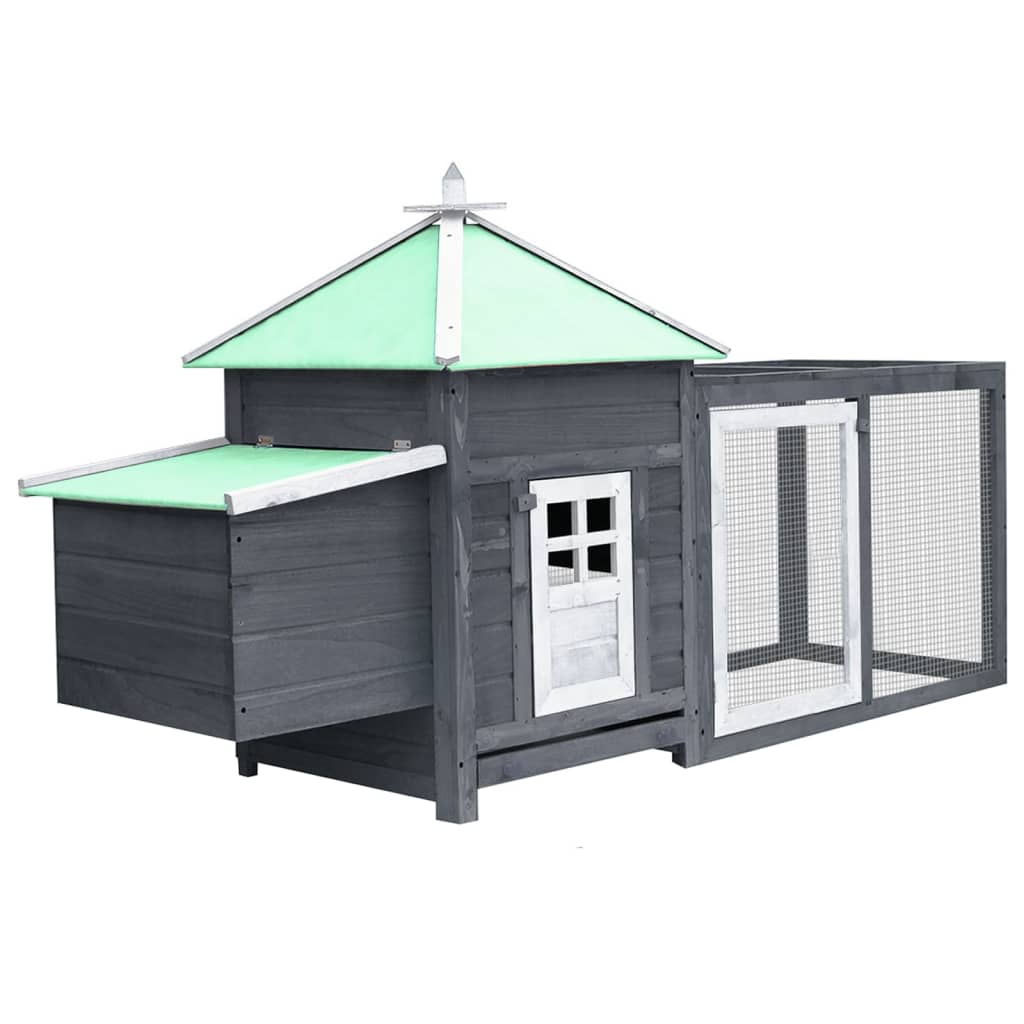 Vidaxl kippenhok met nestkast 190x72x102 massief vurenhout grijs