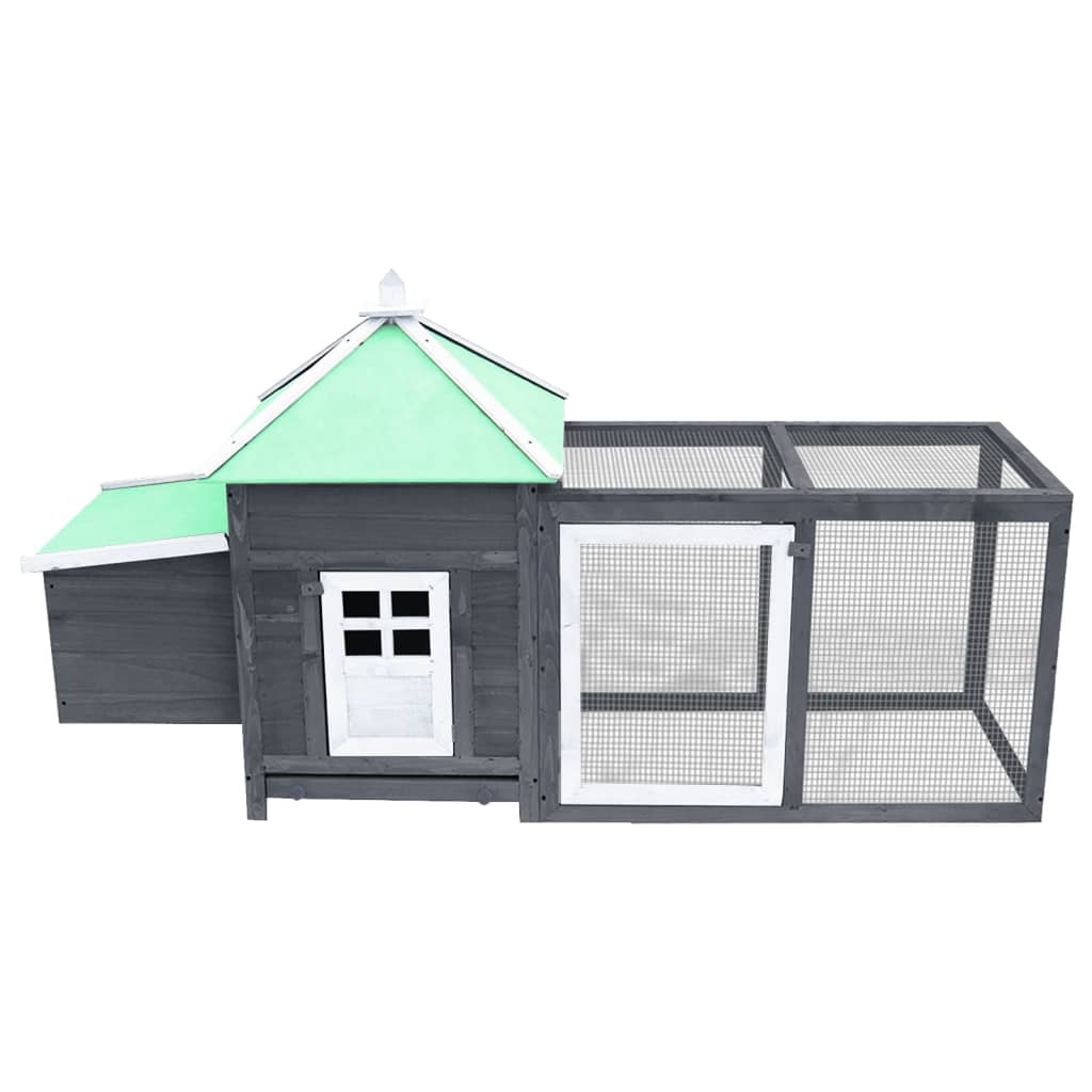 Vidaxl kippenhok met nestkast 190x72x102 massief vurenhout grijs