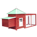 Vidaxl kippenhok met nestkast 190x72x102 massief vurenhout rood