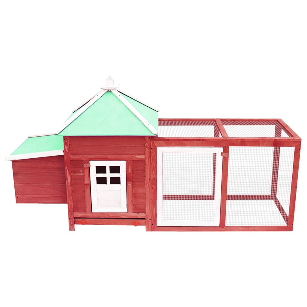 Vidaxl kippenhok met nestkast 190x72x102 massief vurenhout rood