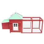 Vidaxl kippenhok met nestkast 190x72x102 massief vurenhout rood