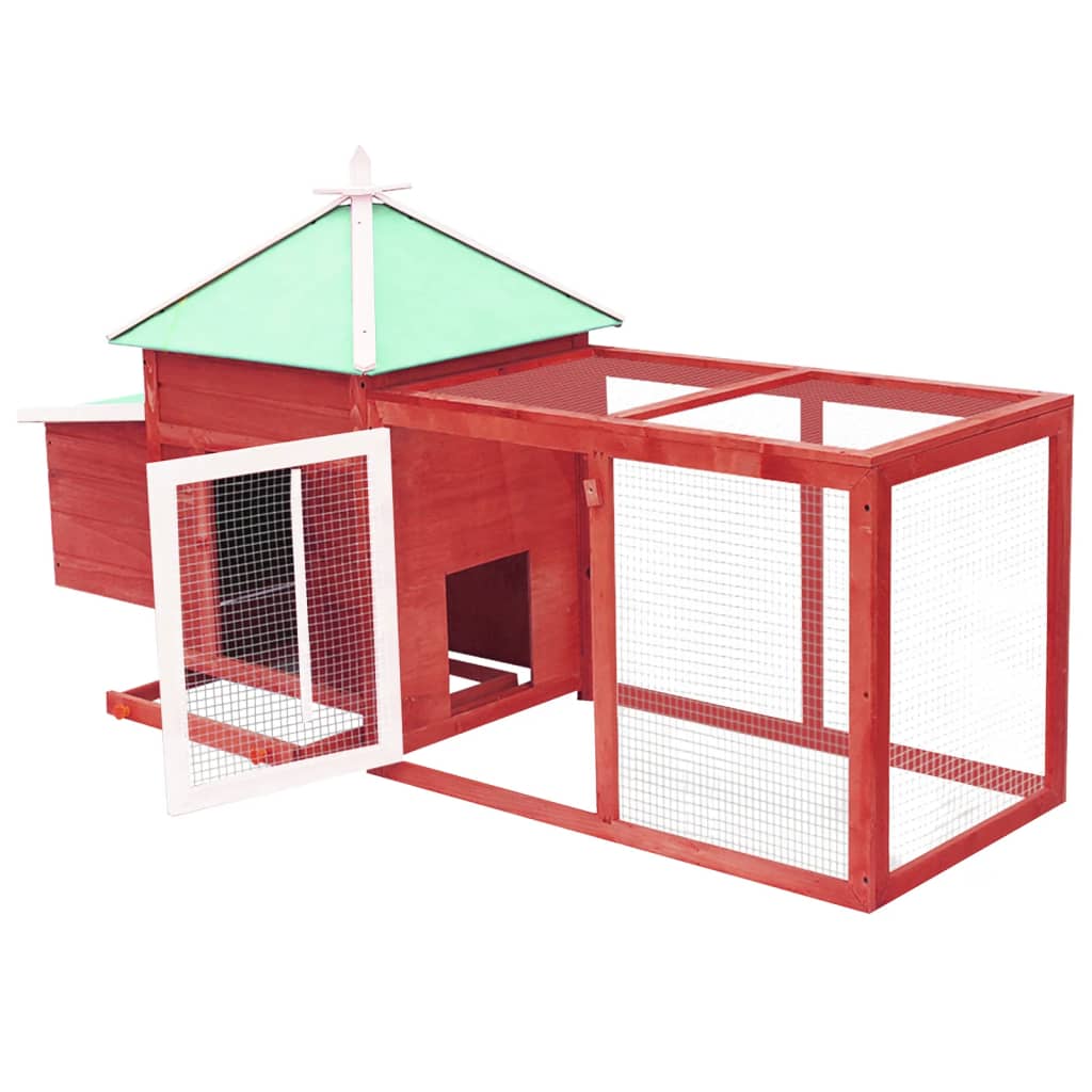 Vidaxl kippenhok met nestkast 190x72x102 massief vurenhout rood