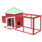 Vidaxl kippenhok met nestkast 190x72x102 massief vurenhout rood