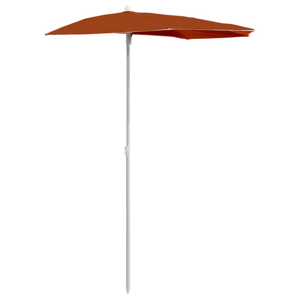 Vidaxl parasol half met paal 180x90 cm terracottakleurig