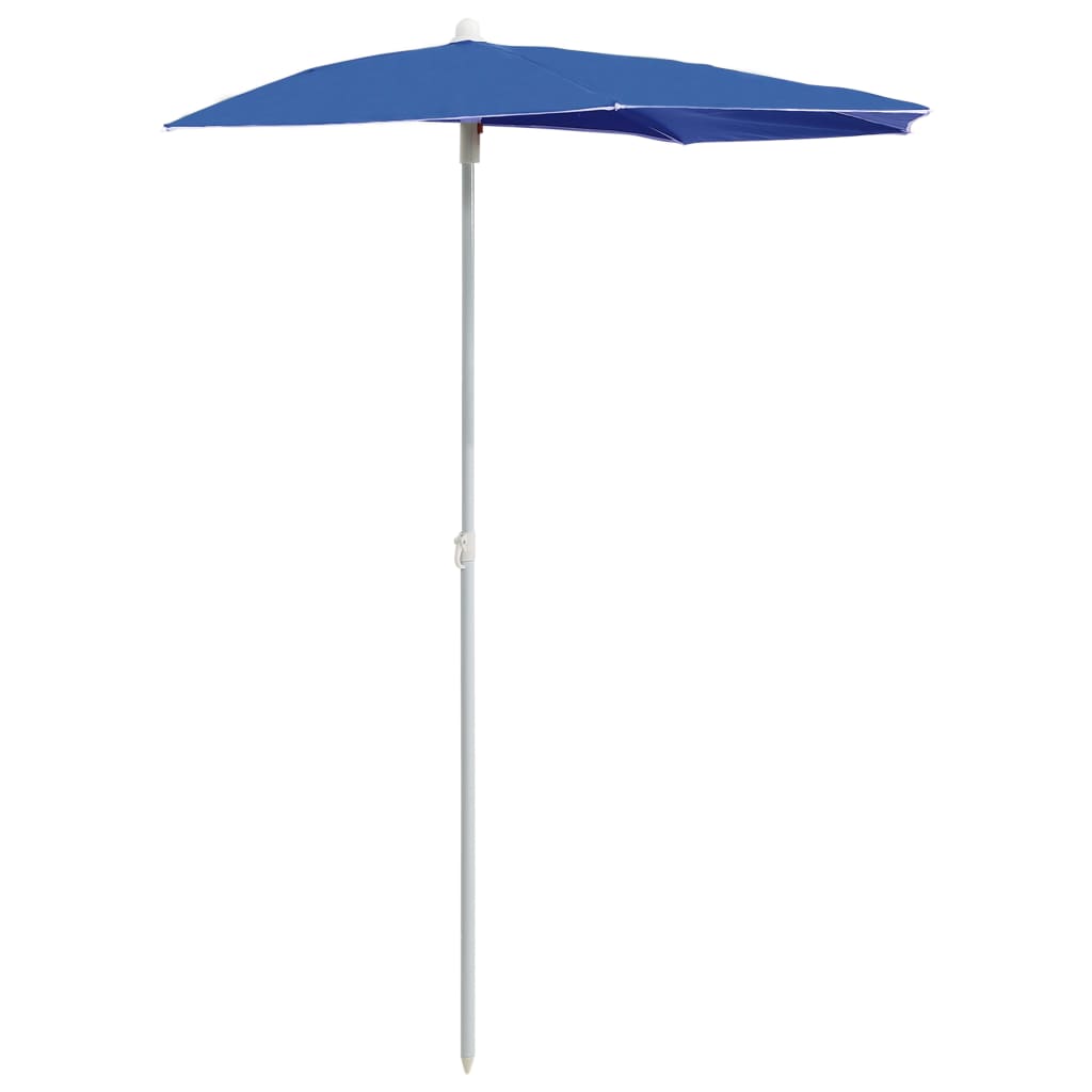 VidaXL Parasol half met paal 180x90 cm azuurblauw
