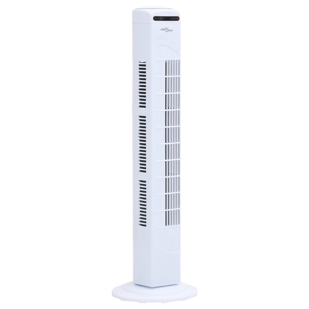 VidaXL Torenventilator met afstandsbediening en timer ø24x80 cm wit