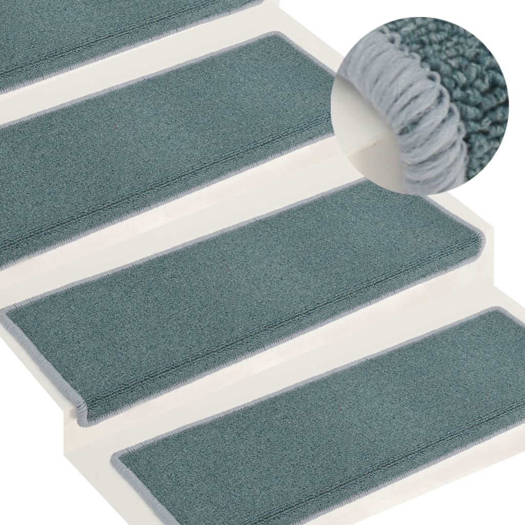 Vidaxl trapmatten 15 st 65x21x4 cm zeeblauw rechthoekige rand
