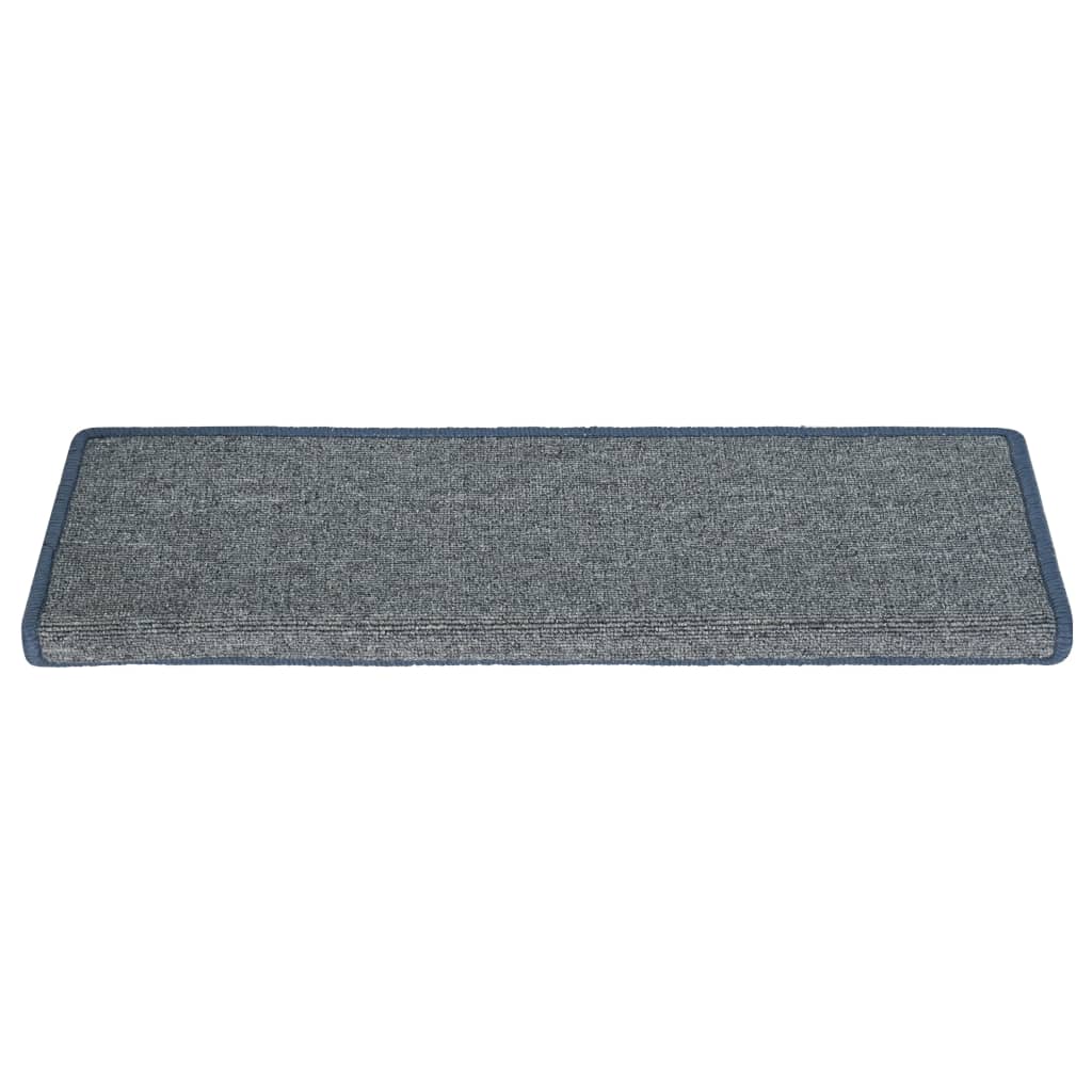Vidaxl trapmatten 15 st 65x21x4 cm lichtgrijs en blauw met rechthoekige rand