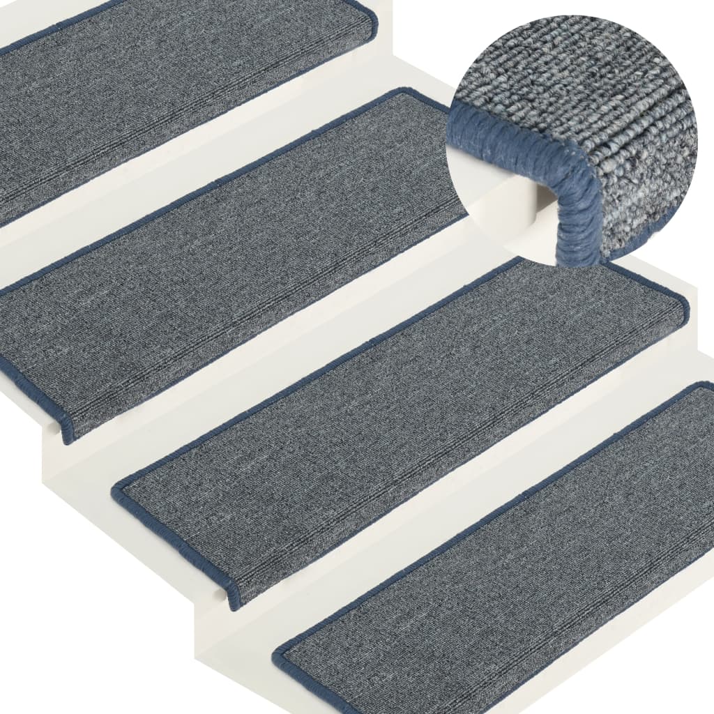 Vidaxl trapmatten 15 st 65x21x4 cm lichtgrijs en blauw met rechthoekige rand