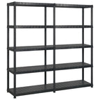 Vidaxl opbergrek 5-laags 170x40x185 cm kunststof zwart