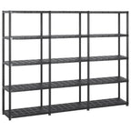 Vidaxl opbergrek 5-laags 213x38x170 cm kunststof zwart