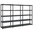 Vidaxl opbergrek 5-laags 255x40x185 cm kunststof zwart