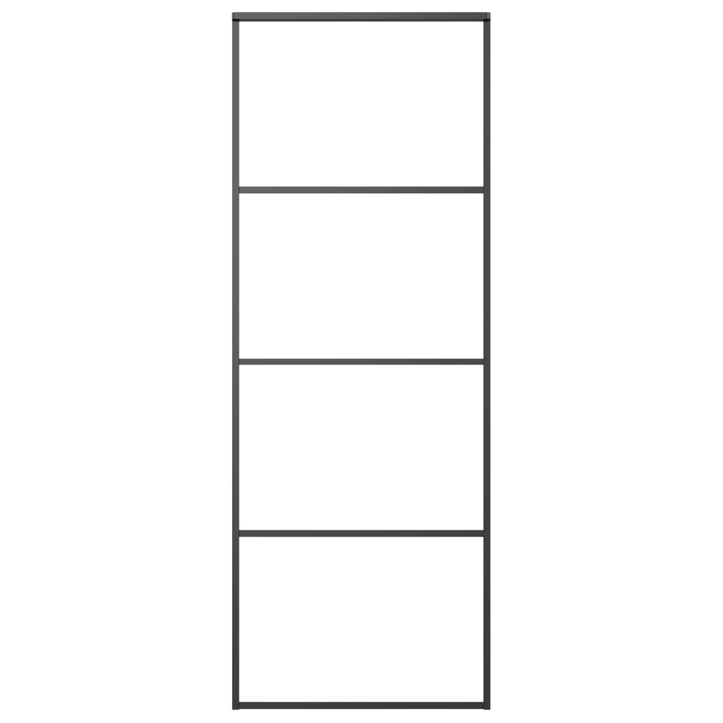 Vidaxl schuifdeur 76x205 cm aluminium en esg-glas zwart
