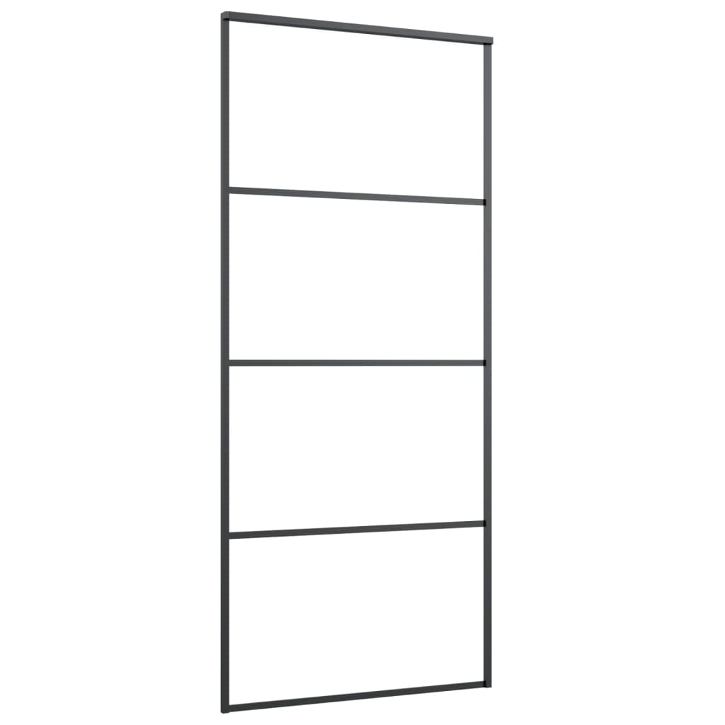 Vidaxl schuifdeur 90x205 cm aluminium en esg-glas zwart