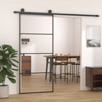 Vidaxl schuifdeur 90x205 cm aluminium en esg-glas zwart
