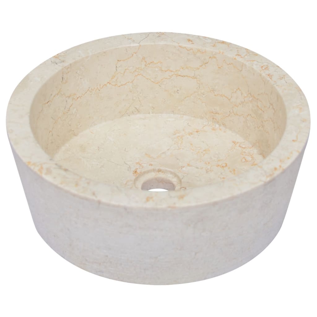 Vidaxl gootsteen ø40x15 cm marmer crèmekleurig