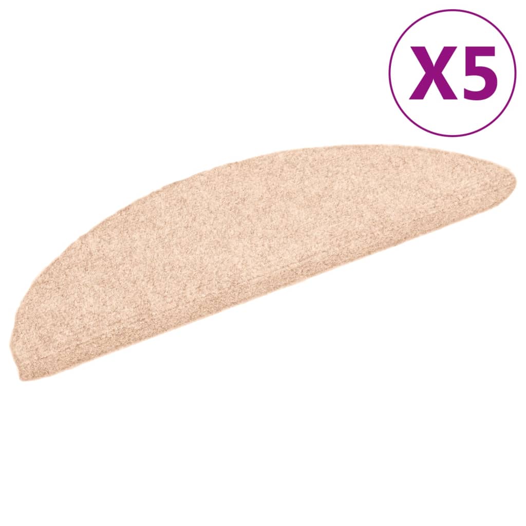 Vidaxl trapmatten zelfklevend 5 stuks 56x17x3 cm lichtbruin halfrond