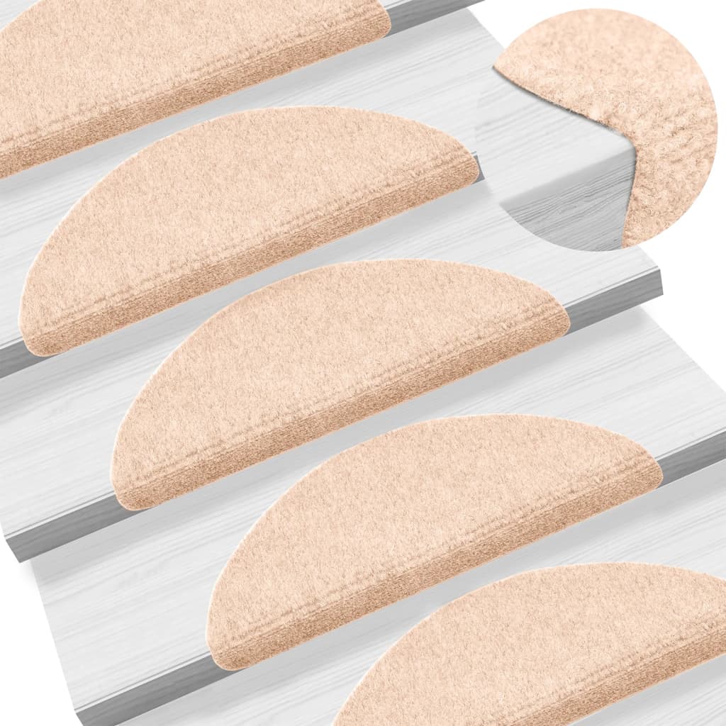 Vidaxl trapmatten zelfklevend 5 stuks 56x17x3 cm lichtbruin halfrond