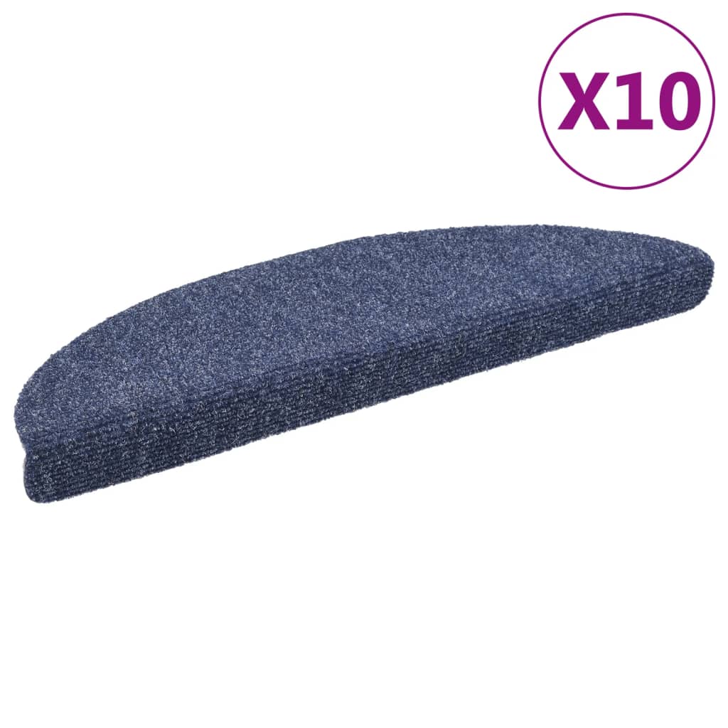 Vidaxl trapmatten zelfklevend 10 stuks 56x17x3 cm blauw halfrond