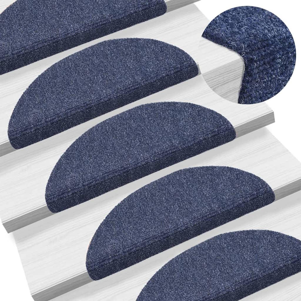 Vidaxl trapmatten zelfklevend 10 stuks 56x17x3 cm blauw halfrond
