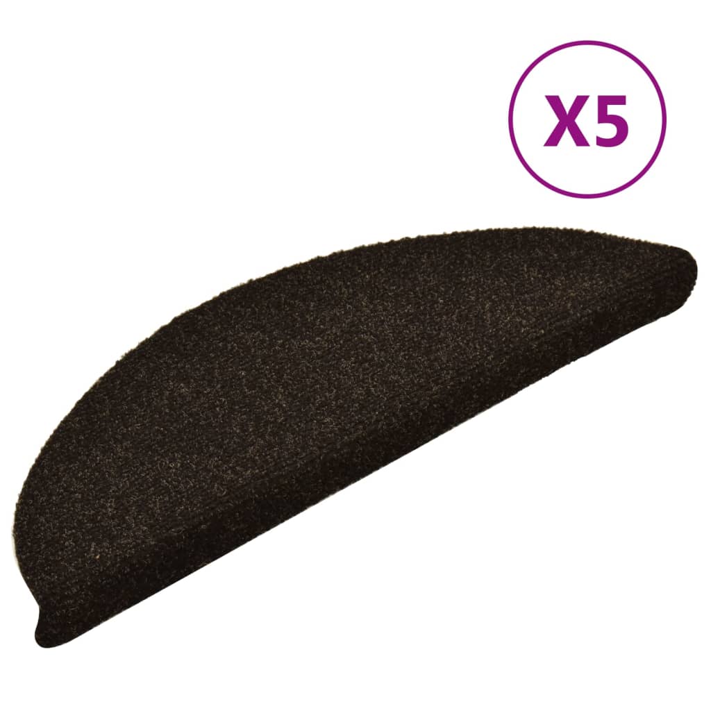 Vidaxl trapmatten zelfklevend 5 stuks 56x17x3 cm donkerbruin halfrond