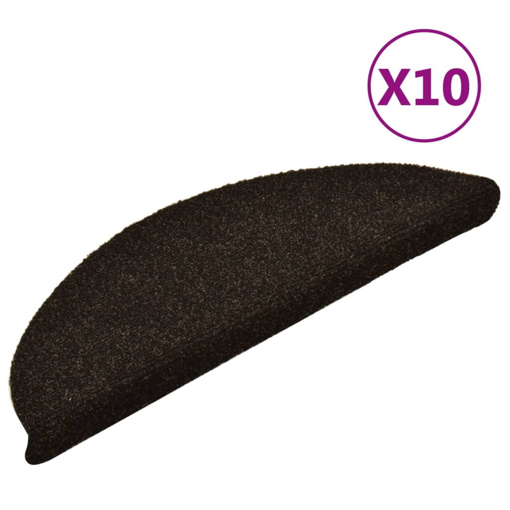 Vidaxl trapmatten zelfklevend 10 st 56x17x3 cm donkerbruin halfrond