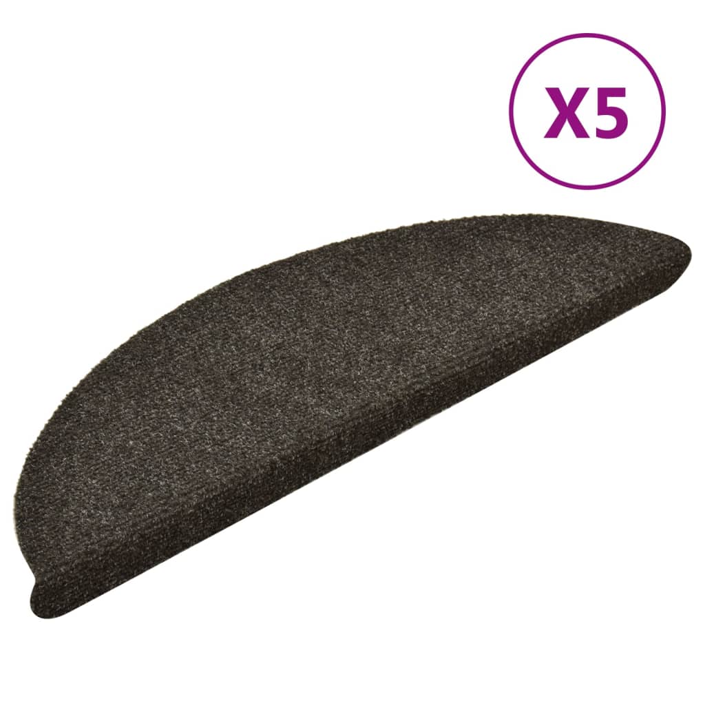 Vidaxl trapmatten zelfklevend 5 stuks 56x17x3 cm antraciet halfrond